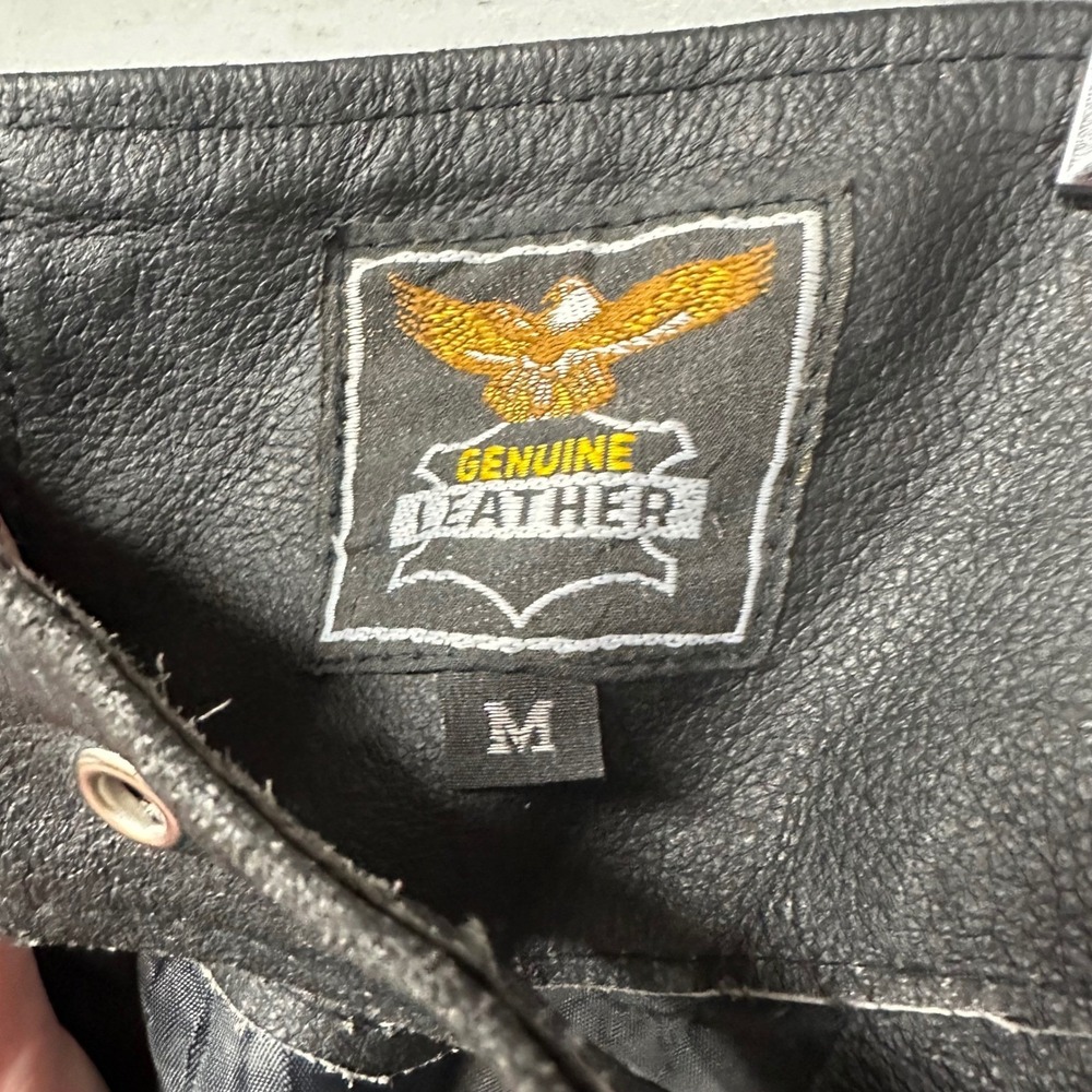 Mens Genuine Leather Motorcycle Chaps‎ Biker Riding Pants Medium - Picture 6 of 6